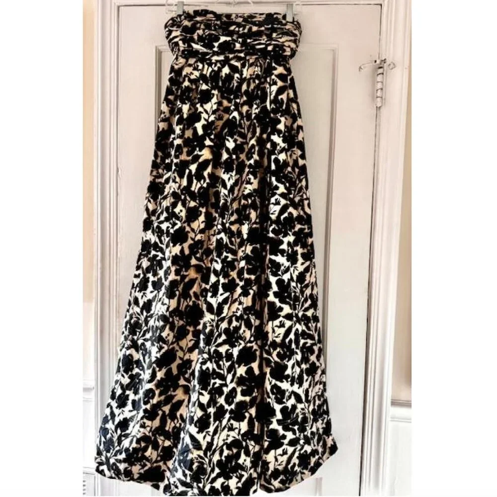 J Crew Collection Strapless Bow Back Maxi Floral Print Cotton Maxi Dress Wedding